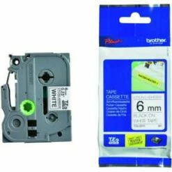 Brother TZe Beschriftungsband 6mm, Weiß/schwarz Extra-Stark